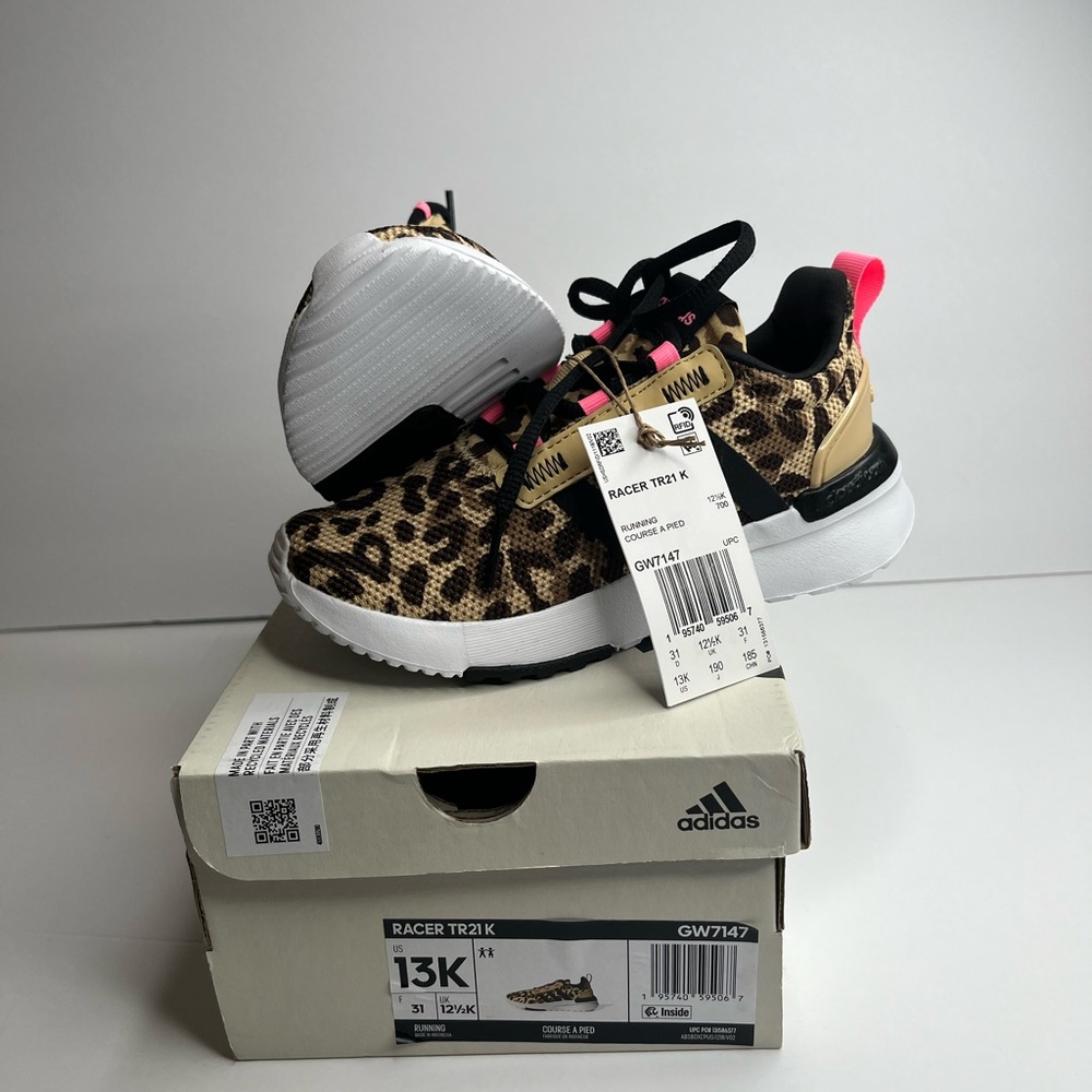 NWT Adidas Kids Leopard Racer TR21K Sneakers